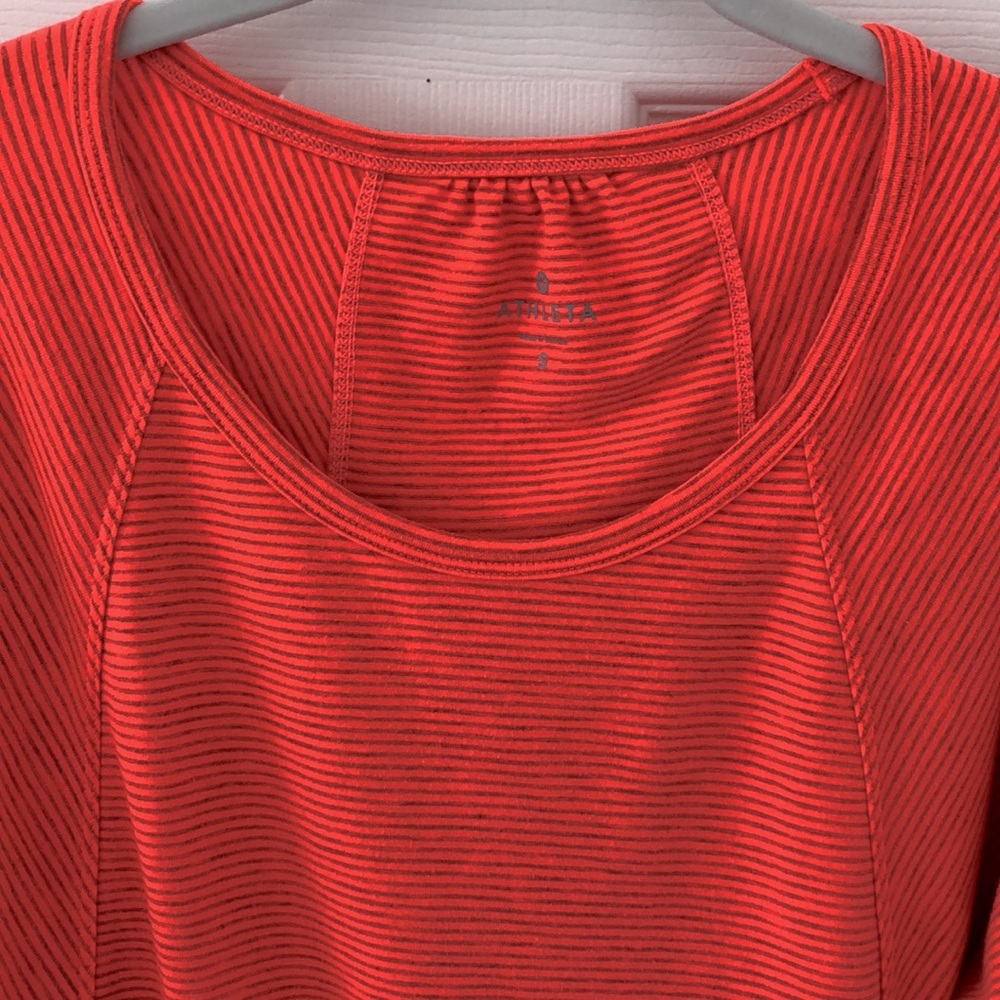 Athleta Orange and Grey stripe Long Sleeve size S